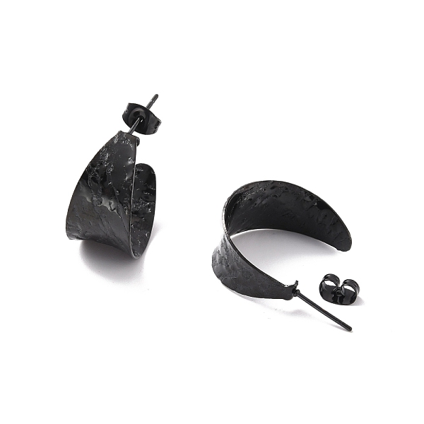 

PandaHall Ion Plating(IP) 304 Stainless Steel Chunky C-shape Stud Earrings, Half Hoop Earrings for Women, Electrophoresis Black, 21x12x0.5mm...