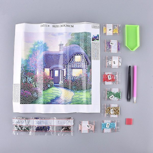 

PandaHall 5D DIY Diamond Painting Kits For Kids, with Diamond Painting Cloth, Resin Rhinestones, Diamond Sticky Pen, Tweezers, Tray Plate..., Multicolor