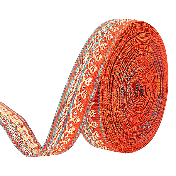 

PandaHall FINGERINSPIRE 12.5Yard 20mm Wide Embroidered Woven Ribbon Orange Red Polyester Jacquard Ribbon Sewing Jacquard Trim Vintage...