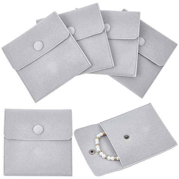 

PandaHall Beebeecraft Square Velvet Jewelry Bags, with Snap Fastener, Gainsboro, 10x10x1cm Velvet Square Gray