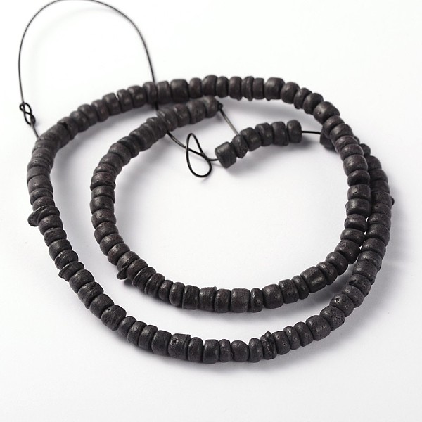 

PandaHall Natural Coconut Column Bead Strands, Black, 5x2~4.5mm, Hole: 1mm, about 15.4 inch Coconut Column Black