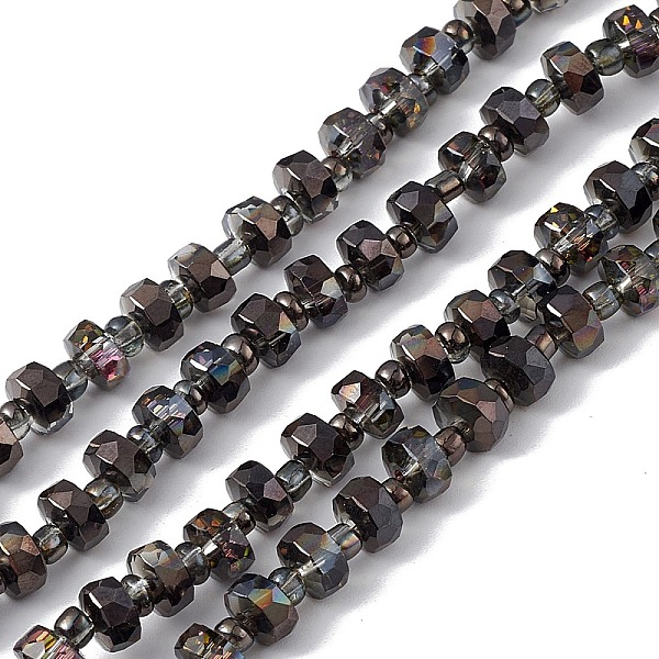 

PandaHall Transparent Electroplate Glass Beads Strands, Faceted, Rondelle, Half Plated, Black, 5.5x3.5~4mm, Hole: 1mm, about 100pcs/strand...
