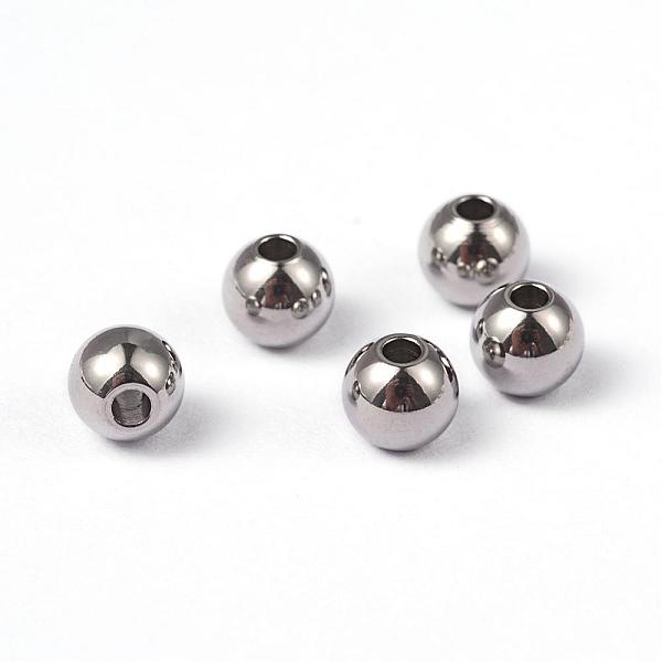 

PandaHall Round 202 Stainless Steel Beads, Stainless Steel Color, 5x4.5mm, Hole: 1.5mm 202 Stainless Steel Round