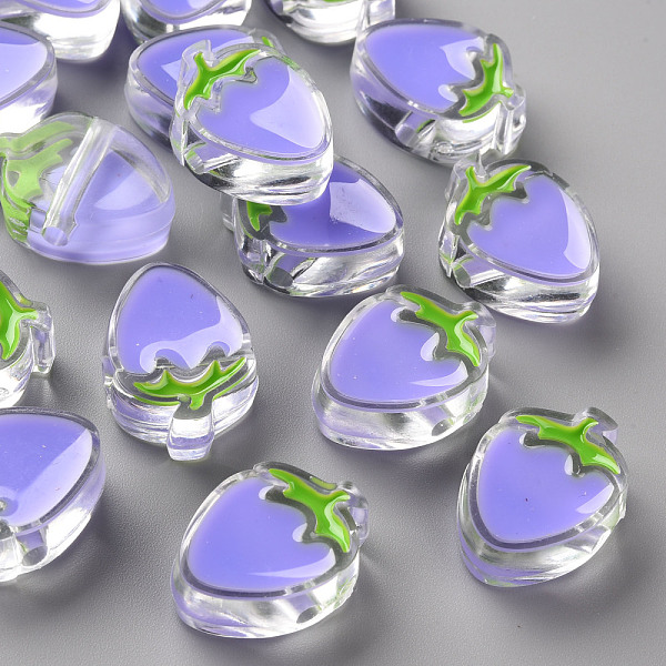 

PandaHall Transparent Enamel Acrylic Beads, Strawberry, Lilac, 25.5x19x9mm, Hole: 3.5mm Acrylic Fruit Purple