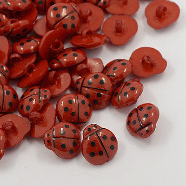 

PandaHall Acrylic Shank Buttons, 1-Hole, Dyed, Ladybug, Red, 14x13x3mm, Hole: 3mm Acrylic Ladybug Red