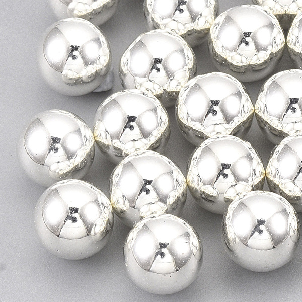 

PandaHall ABS Plastic Beads, No Hole/Undrilled, Round, Silver Color Plated, 8mm, about 2000pcs/500g ABS Plastic Round