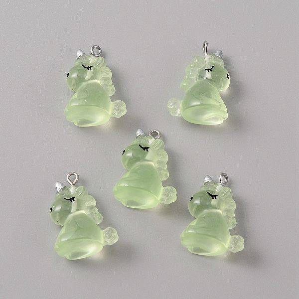 

PandaHall Luminous Transparent Resin Pendants, Unicorn Charms, Glow in Dark, with Stainless Steel Color Plated 304 Stainless Steel Loops...