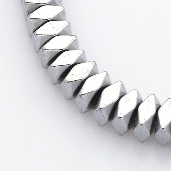 

PandaHall Electroplate Non-magnetic Synthetic Hematite Beads Strands, Faceted Square, Platinum Plated, 4x4x2mm, Hole: 1mm, about...