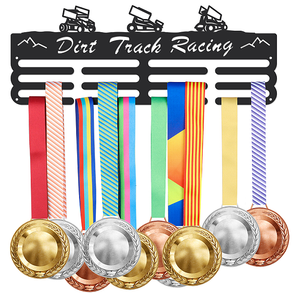 

PandaHall Fashion Iron Medal Hanger Holder Display Wall Rack, 2 Line, with Screws, Word Dirt Truck Racing, Truck Pattern, 150x400mm Iron..., Black