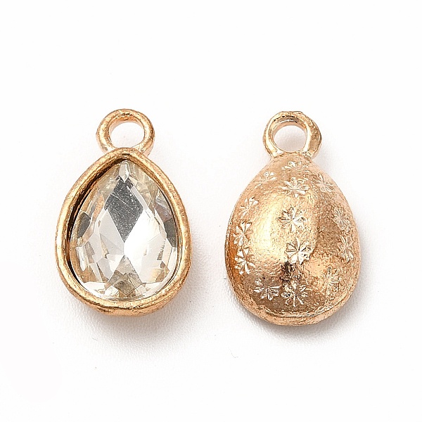 

PandaHall Faceted Glass Rhinestone Pendants, with Golden Tone Zinc Alloy Findings, Teardrop Charms, Clear, 15x9x5mm, Hole: 2mm Alloy+Glass...