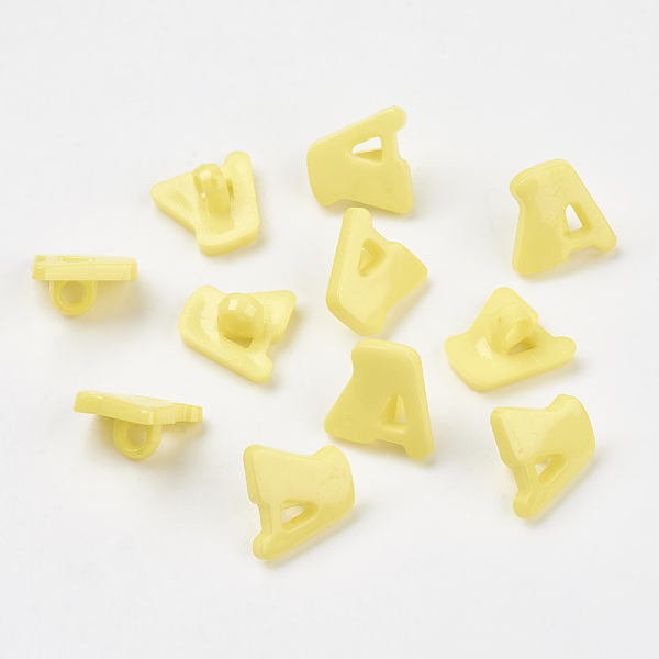 

PandaHall Acrylic Shank Buttons, 1-Hole, Dyed, Letter A, Yellow, 14x13x2mm, Hole: 3mm Acrylic Letter Yellow