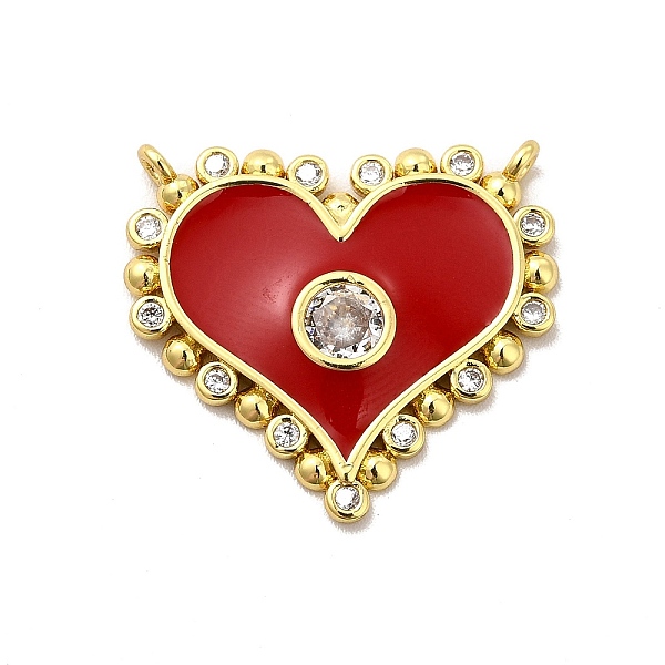 

PandaHall Rack Plating Brass Micro Pave Clear Cubic Zirconia Connector Charms, Heart Links with Enamel, Cadmium Free & Lead Free, Real 18K...