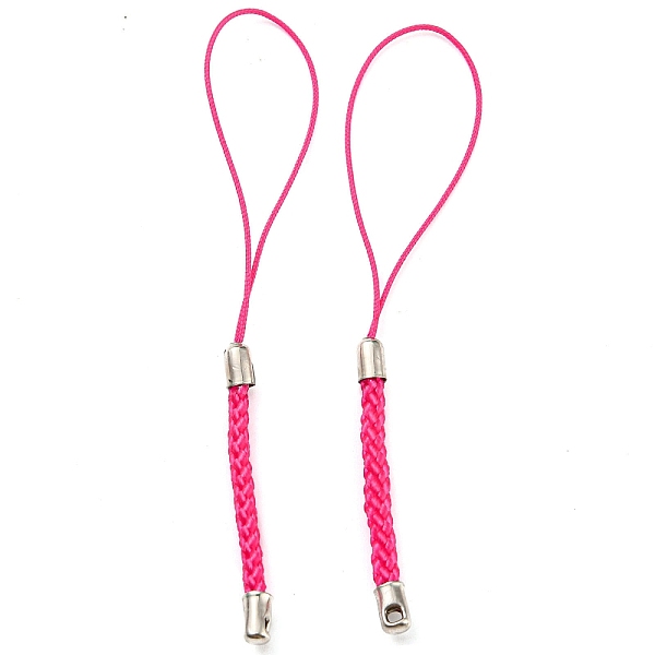 

PandaHall Polyester Cord Mobile Straps, with Platinum Plated Iron Findings, Cerise, 8~9cm Polyester Red