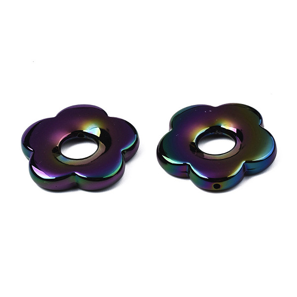 

PandaHall Plated Opaque Acrylic Pendants, Flower, Multi-color Plated, 26x26.5x4.5mm, Hole: 1.2mm Acrylic Flower Black