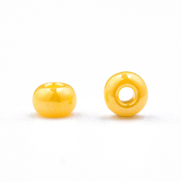 

PandaHall 8/0 Czech Opaque Glass Seed Beads, Lustered, Round, Gold, 3x2mm, Hole: 1mm, about 500g/bag Czech Glass Gold