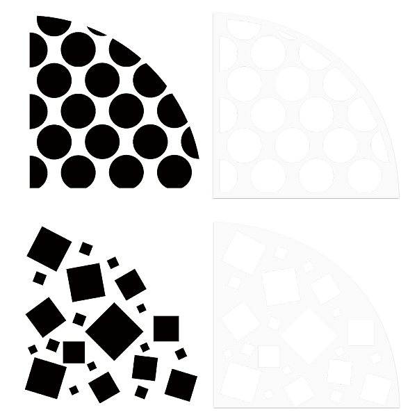 PandaHall Custom Acrylic Tie-Dye Template, Painting Supplies, Fanshaped, Geometric Pattern, 20x20x0.25cm, 2pcs/set Acrylic Others