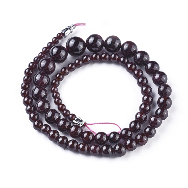 

PandaHall Natural Garnet Beaded Necklaces, with Brass Screw Clasps, Graduated, Round, (17 inch)43.3cm Garnet