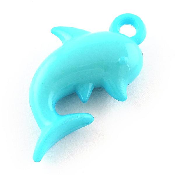 

PandaHall Opaque Acrylic Pendants, Dolphin, Light Sky Blue, 30.5x17.5x7.5mm, Hole: 3mm, about 419pcs/500g Acrylic Dolphin Blue