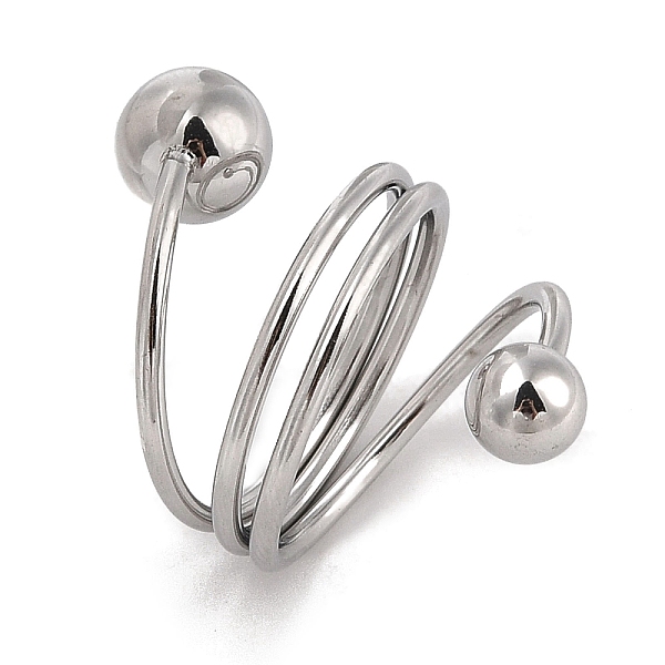 

PandaHall 304 Stainless Steel Wire Wrap Spiral Cuff Rings for Women, Stainless Steel Color, Inner Diameter: 18mm 304 Stainless Steel Round