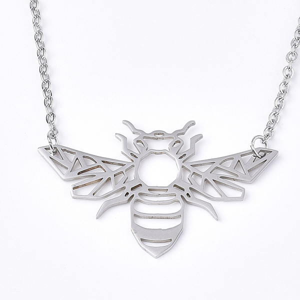 

PandaHall 201 Stainless Steel Pendant Necklaces, with Cable Chains, Bee, Stainless Steel Color, 17.7 inch(45cm), 2mm, Bee: 24.5x39.5x1mm 201...