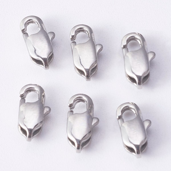 

PandaHall 304 Stainless Steel Lobster Claw Clasps, Stainless Steel Color, 9x5x3mm, Hole: 1mm 304 Stainless Steel Others
