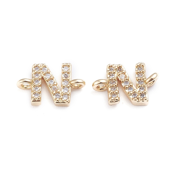 

PandaHall Brass Micro Pave Cubic Zirconia Links Connectors, Long-Lasting Plated, Letter, Clear, Real 18K Gold Plated, Letter.N, 7.5x11x2.8mm...