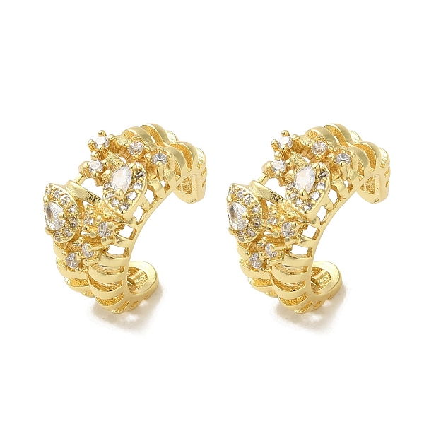 

PandaHall Rack Plating Brass Pave Clear Cubic Zirconia Hollow Croissant Ring Cuff Earrings for Women, Cadmium Free & Lead Free, Long-Lasting...