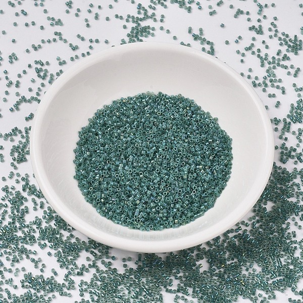 

PandaHall MIYUKI Delica Beads, Cylinder, Japanese Seed Beads, 11/0, (DB1768) Forest Green Lined Opal AB, 1.3x1.6mm, Hole: 0.8mm, about..., Cyan