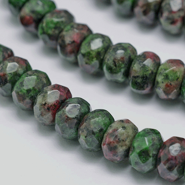 PandaHall Faceted Natural Ruby in Zoisite Rondelle Beads Strands, Dyed, 8x5mm, Hole: 1mm, about 76pcs/strand, 15.2 inch Ruby in Zoisite...