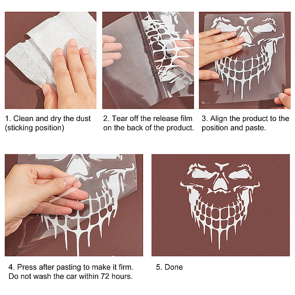 

PandaHall SUPERFINDINGS 6Pcs 6 Styles PET Car Decoration Sticker, Skull Hand & Skull Sticker, for Car Decoration, Mixed Color, 1pc/style..., Multicolor