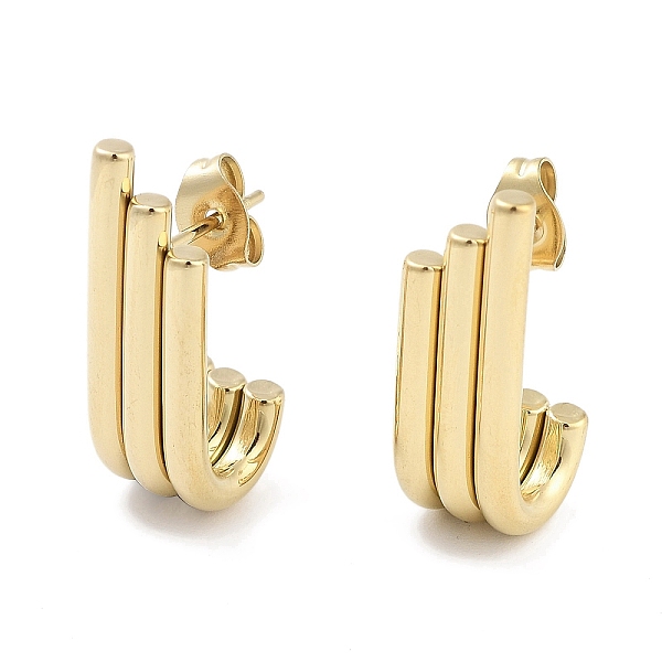 

PandaHall 304 Stainless Steel Stud Earrings for Women, Real 18K Gold Plated, 22.5x7.5mm 304 Stainless Steel
