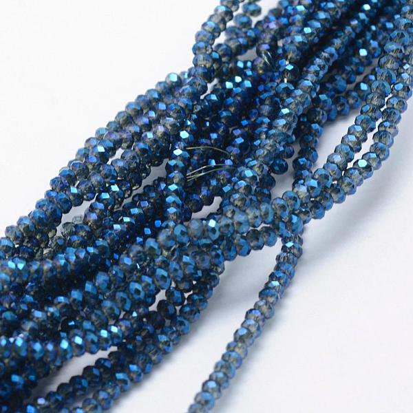 

PandaHall Electroplate Glass Beads Strands, Full Rainbow Plated, Faceted, Rondelle, Marine Blue, 2.5x1.5mm, Hole: 0.5mm, about...