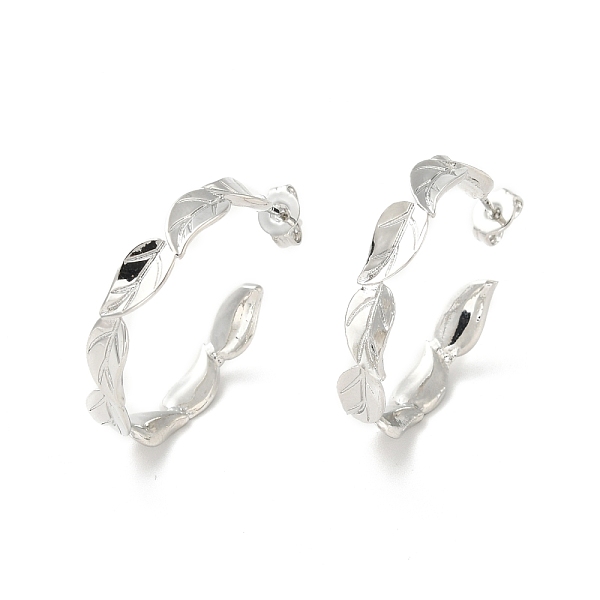

PandaHall Rack Plating Brass Leaf Wrap Stud Earrings, Half Hoop Earrings for Women, Cadmium Free & Lead Free, Platinum, 27x5mm, Pin: 0.8mm...