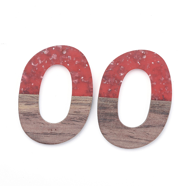 

PandaHall Resin & Walnut Wood Pendants, Oval, Cerise, 47x35x4mm, Hole: 2mm Resin+Wood Oval Brown