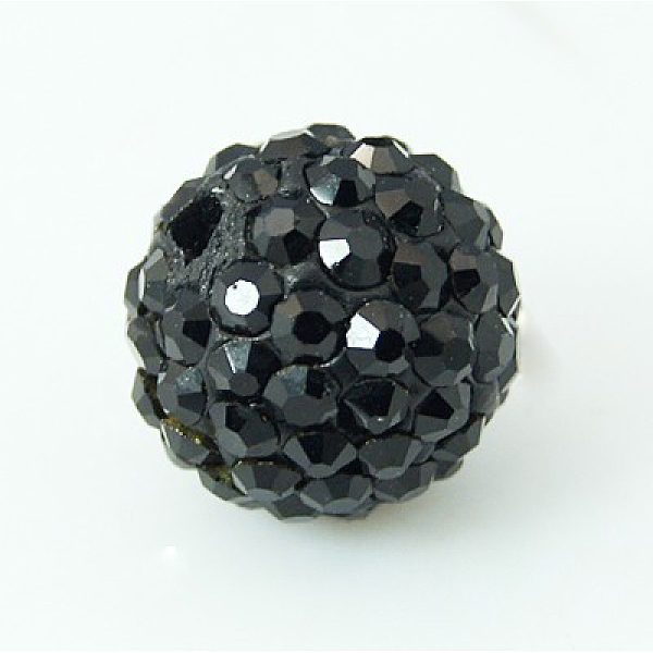 

PandaHall Polymer Clay Rhinestone Beads, Pave Disco Ball Beads, Grade A, Half Drilled, Round, Jet, PP9(1.5.~1.6mm), 6mm, Hole: 1.2mm Polymer..., Black