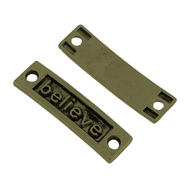 PandaHall Tibetan Style Alloy Rectangle with Believe Links connectors, Cadmium Free & Nickel Free & Lead Free, Antique Bronze, 9.5x35x2mm...