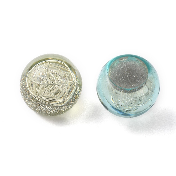 

PandaHall Transparent Acrylic Cabochons, with Glitter Powder and Brass Wires Ball Inside, Round, Mixed Color, 18x16mm, Bottom: 10mm Acrylic..., Multicolor