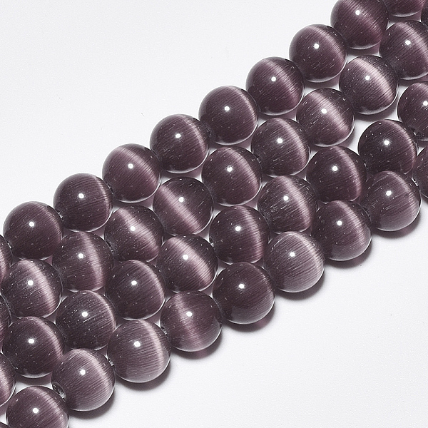 

PandaHall Cat Eye Beads Strands, Round, Purple, 10mm, Hole: 1.5mm, about 40pcs/strand, 15.5 inch Glass Round Purple