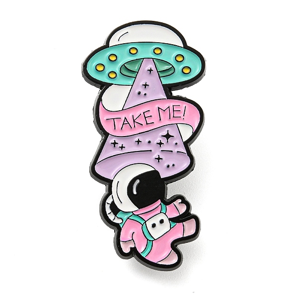 PandaHall Cartoon Space Theme Enamel Pins, Black Zinc Alloy Painted Brooches for Backpack Clothes, Spaceship & Astronaut, 35x17.5x1.5mm...