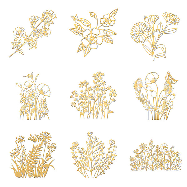 

PandaHall Nickel Decoration Stickers, Metal Resin Filler, Epoxy Resin & UV Resin Craft Filling Material, Flower, 40x40mm, 9 style, 1pc/style...