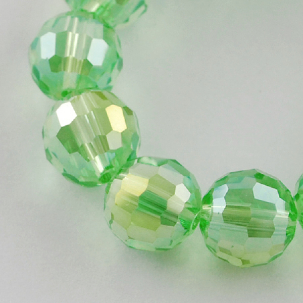 

PandaHall Electroplate Glass Bead Strands, AB Color Plated, Faceted(96 Facets), Round, Light Green, 12mm, Hole: 2mm, about 50pcs/strand...
