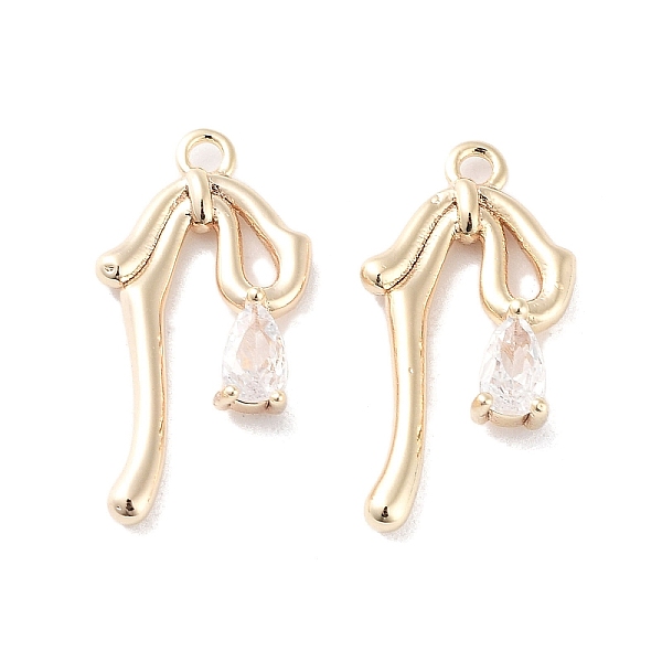 

PandaHall Glass Pendants, with Brass Findings, Bowknot Charm, Real 18K Gold Plated, 20.5x10x3mm, Hole: 1.4mm Brass+Glass Bowknot Clear