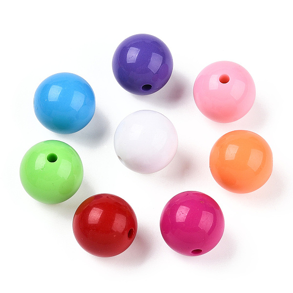 

PandaHall Opaque Acrylic Beads, Round, Mixed Color, 17~18x17mm, Hole: 2.5mm, about 153pcs/500g Acrylic Round Multicolor