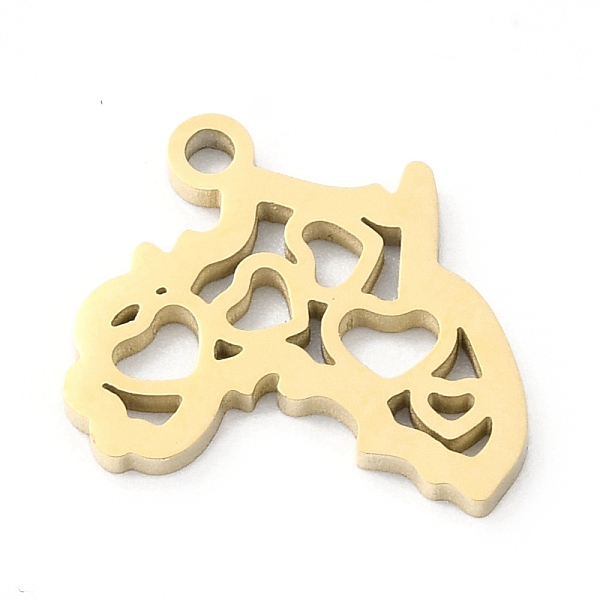 

PandaHall Ion Plating(IP) 304 Stainless Steel Pendants, Manual Polishing, Hollow, Map of Africa with Heart, Golden, 14x16x1mm, Hole: 1.6mm...
