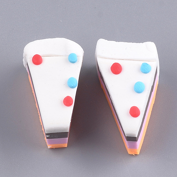 PandaHall Handmade Polymer Clay Cabochons, Cake, Colorful, 19~22x12~15x12~14mm Polymer Clay Food