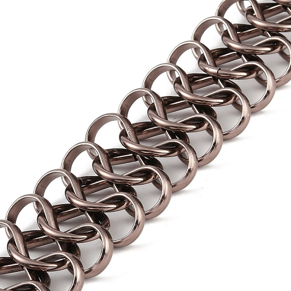 

PandaHall Rack Plating Aluminium Chain, Coffee, 39x16.2x4.2mm, about 6.56 Feet(2m)/Roll Aluminum