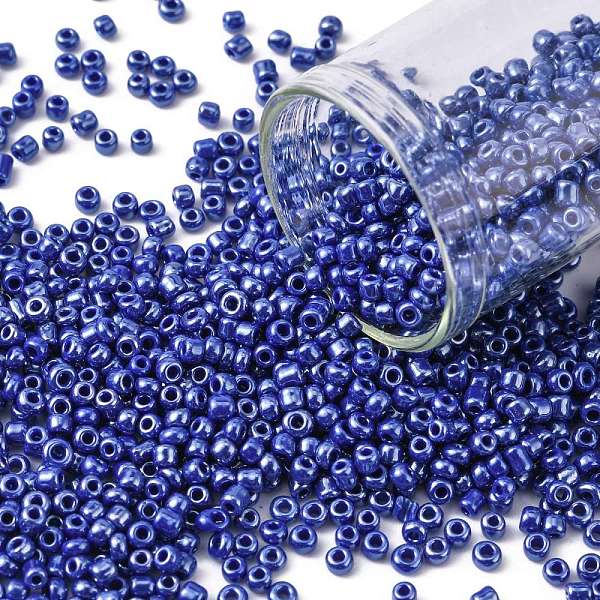 

PandaHall Glass Seed Beads, Opaque Colors Lustered, Round, Blue, 2mm, Hole: 1mm, about 30000pcs/pound Glass Blue