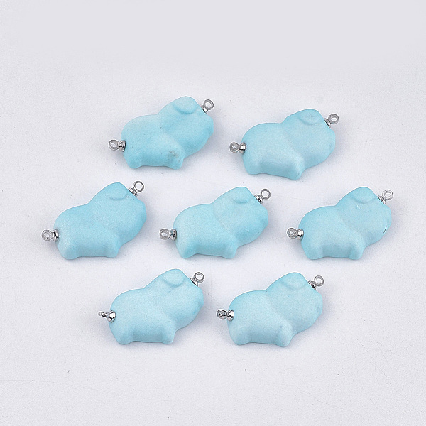 

PandaHall Handmade Porcelain Links connectors, Frosted, with Brass Findings, Piggy Findings, Platinum, Light Cyan, 28~30x19x6.5mm, Hole...