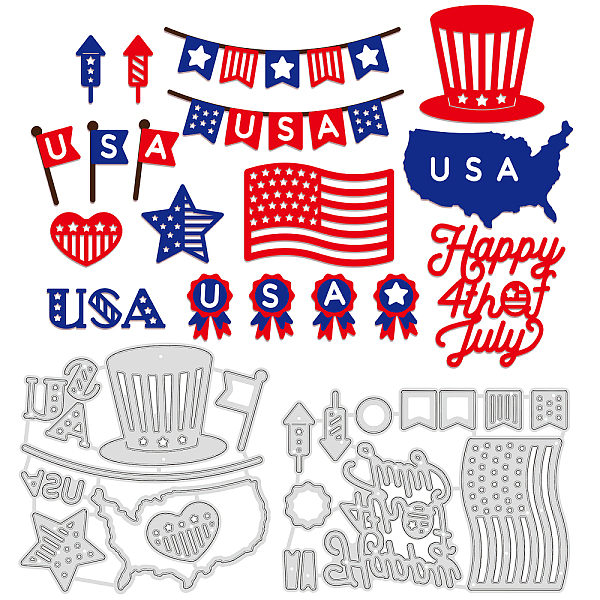 

PandaHall GLOBELAND 2Pcs 2 Style Independence Day Theme Carbon Steel Cutting Dies Stencils, for DIY Scrapbooking/Photo Album, Decorative...