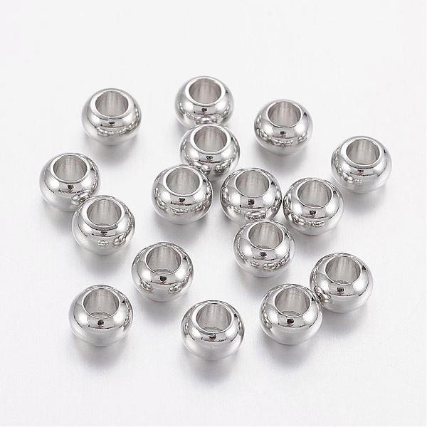 

PandaHall Brass Spacer Beads, Rondelle, Platinum Color, Size: about 6mm in diameter, 4mm thick, hole: 3mm Brass Rondelle